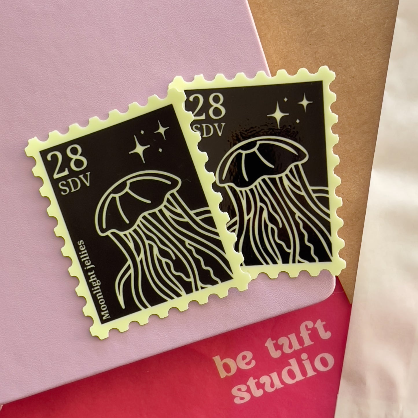 Glow-in-the-Dark Moonlight Jellies Stamp Sticker