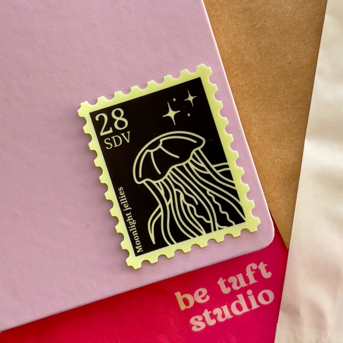 Glow-in-the-Dark Moonlight Jellies Stamp Sticker